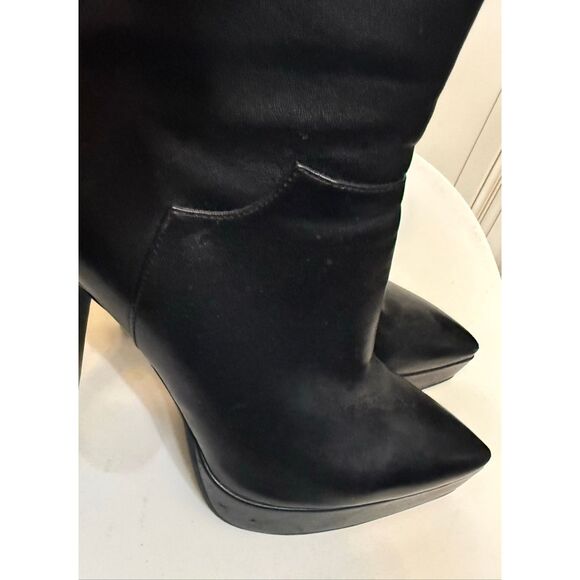 Nasty Gal Women's Faux Leather Side Zip Platform Heeled Booties Black Size 7M - Picture 1 of 16